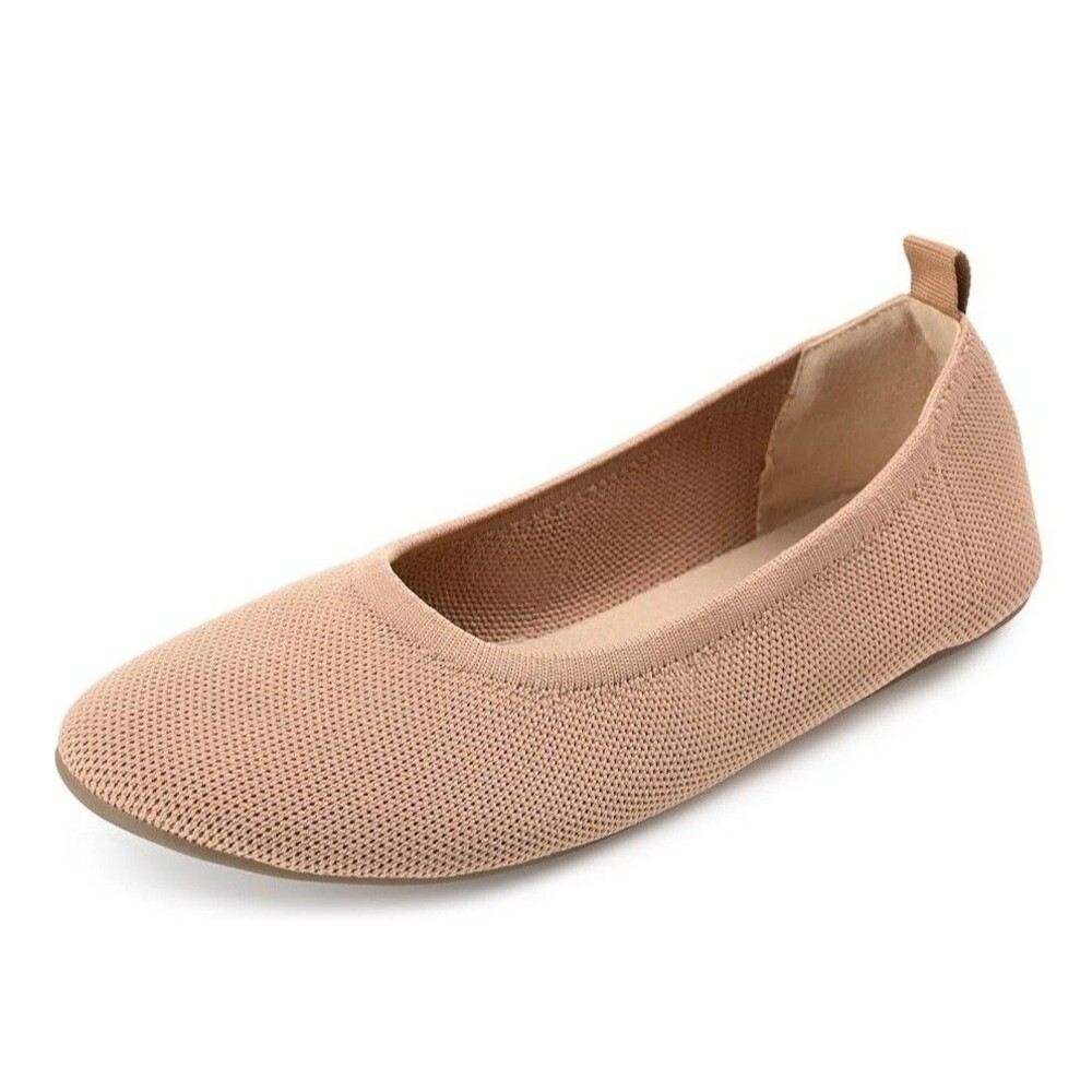 Journee Collection Womens 10 W Tan Jersie Foldable Comfort Ballet Flats NEW IX0